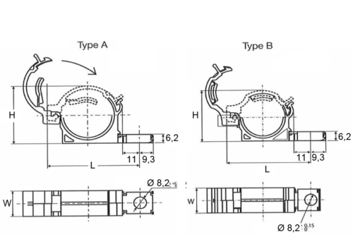 fixation - attache gaine électrique plan - Screw Mountable Pipe Clip